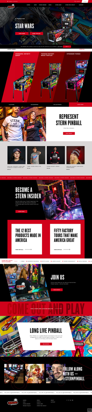 Stern Pinball Website